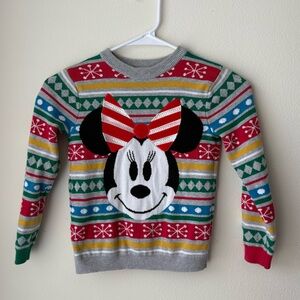 Disney Parks Minnie Mouse Festive Christmas Sweater Size 5/6